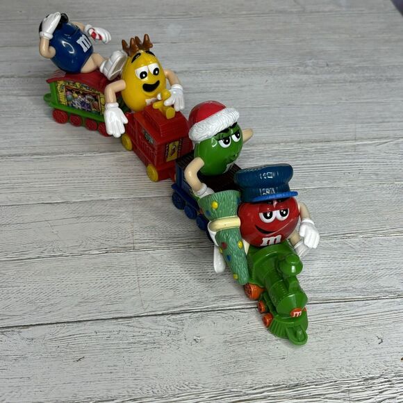 M&M 2000's Christmas Series 4pc Plastic Train & Candy Toppers Lot Engine Caboose - Picture 1 of 12